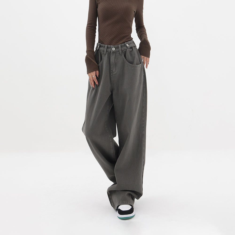 Low Rise Baggy Jeans in Grey - Women’s Y2K Denim Pants