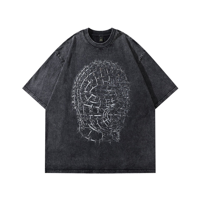 Metal Head T-Shirt - Gothic fashion for concerts and streetwear, distressed design.