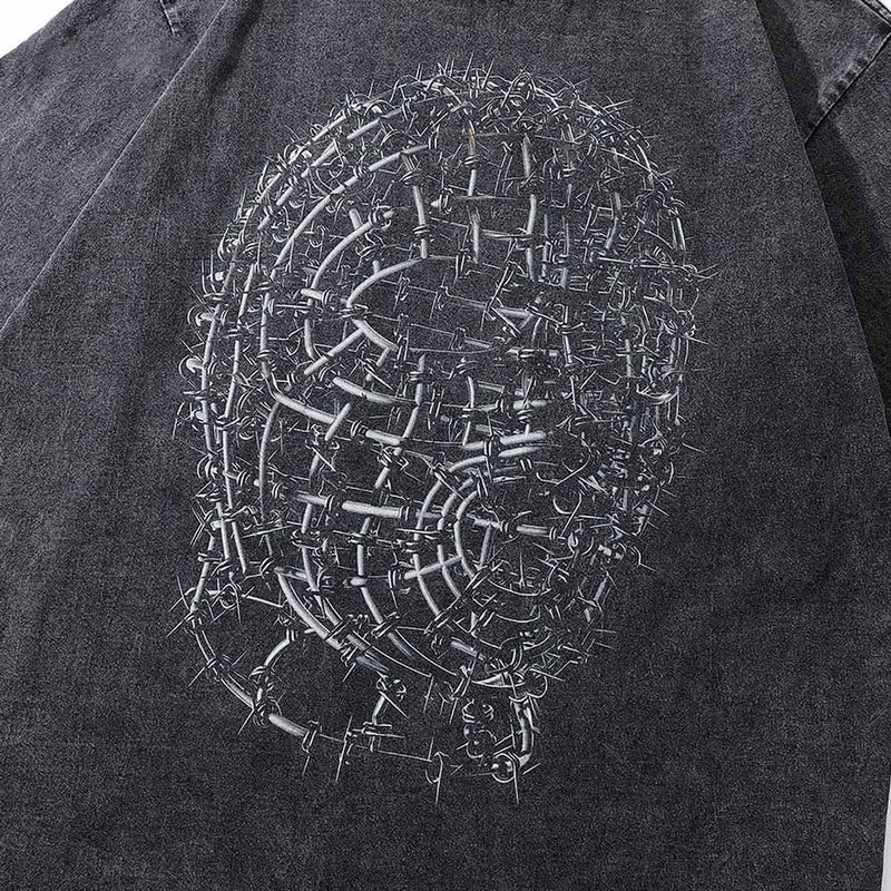 Edgy Metal Head Tee - Perfect for gothic style at concerts and in urban streetwear.