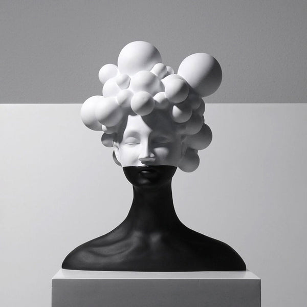 Modern Woman Head Sculpture | Luxury Black & White Decor