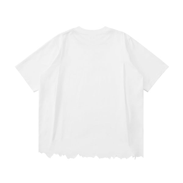 Trendy White T-Shirt with Rips