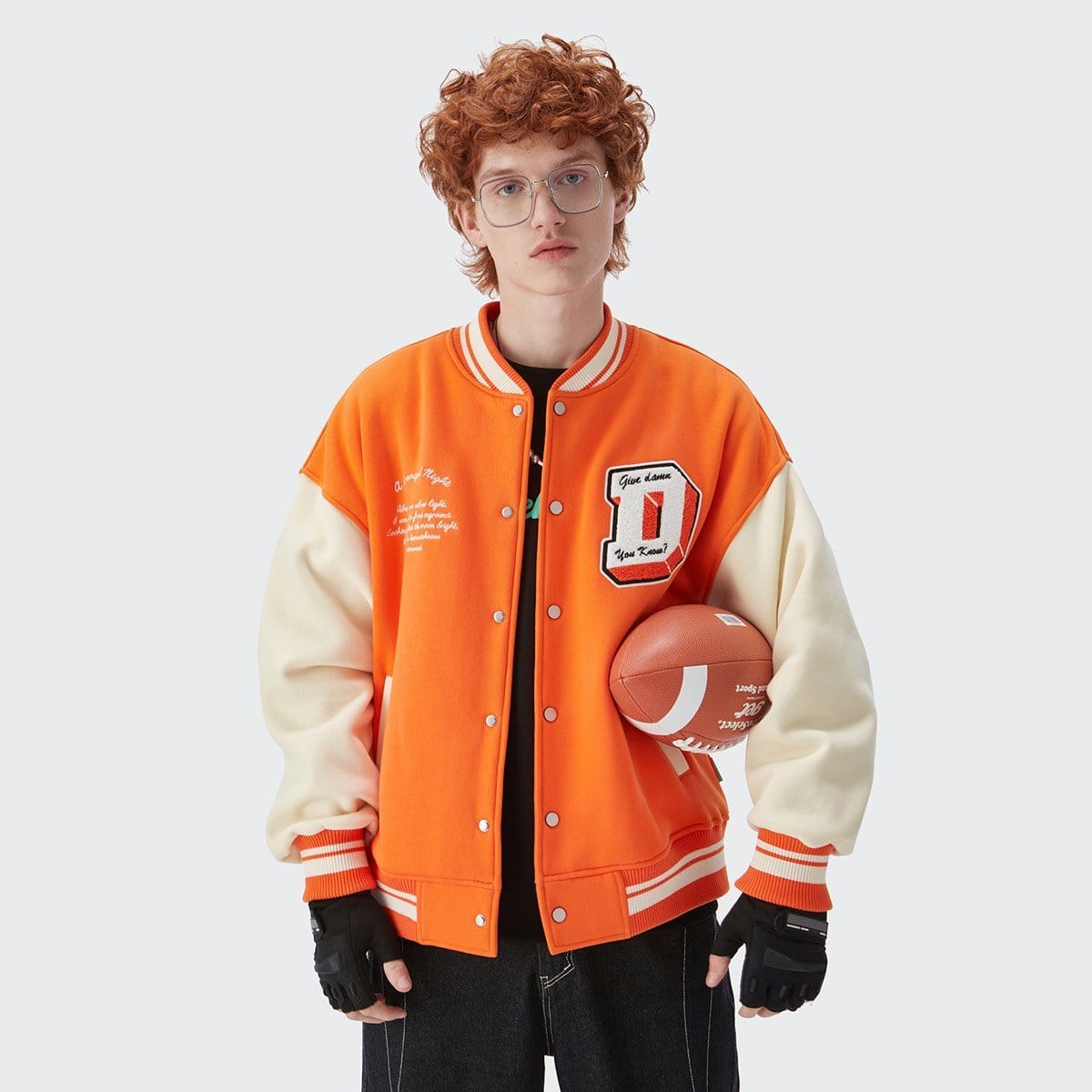 Orange Varsity Jacket - Athletic Retro Fashion