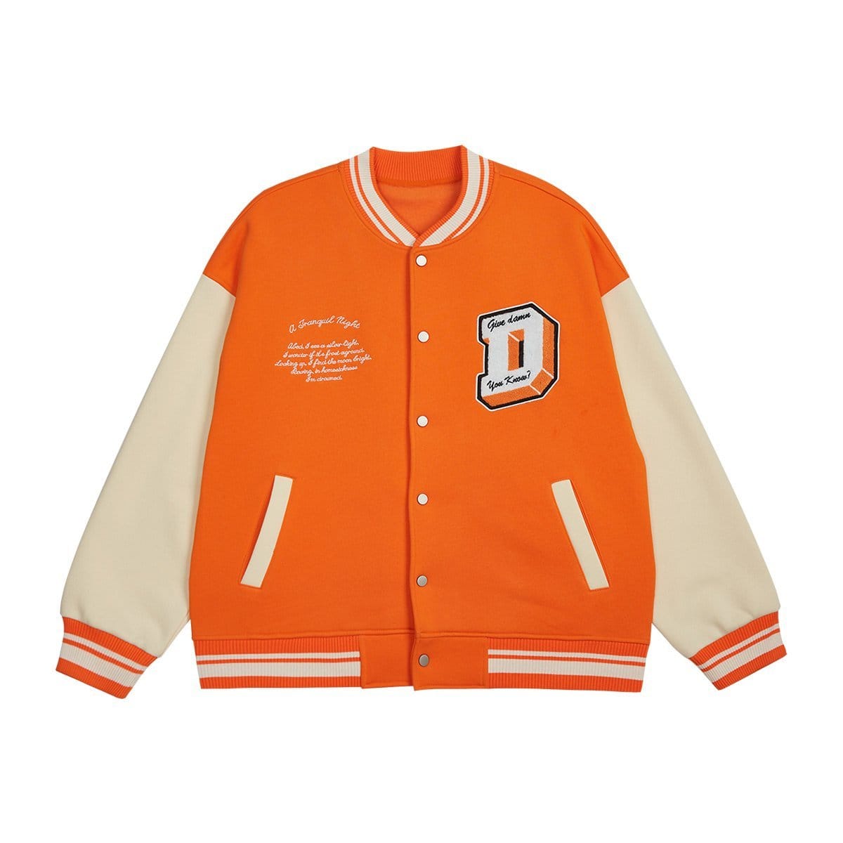 Retro Baseball Jacket - Orange Varsity Fashion