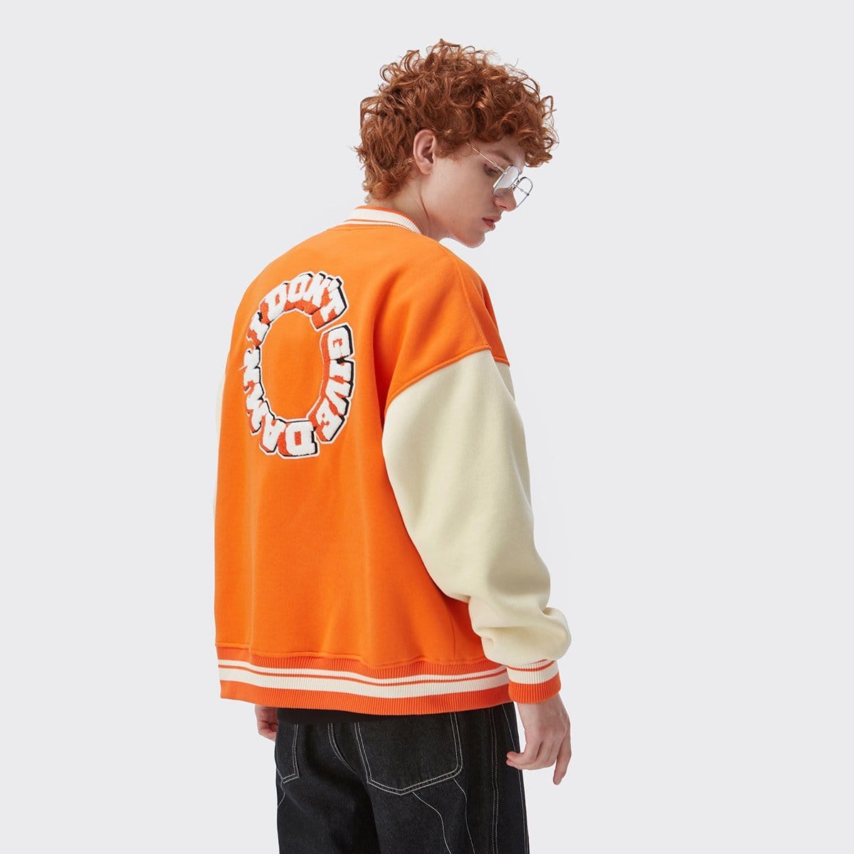 Classic Baseball Style - Orange Varsity Jacket