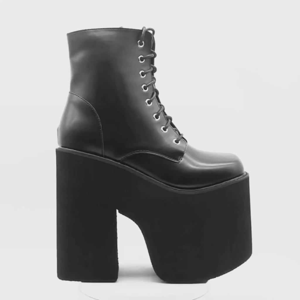 Chunky Lace Up Platform Boots - Rave Shoes