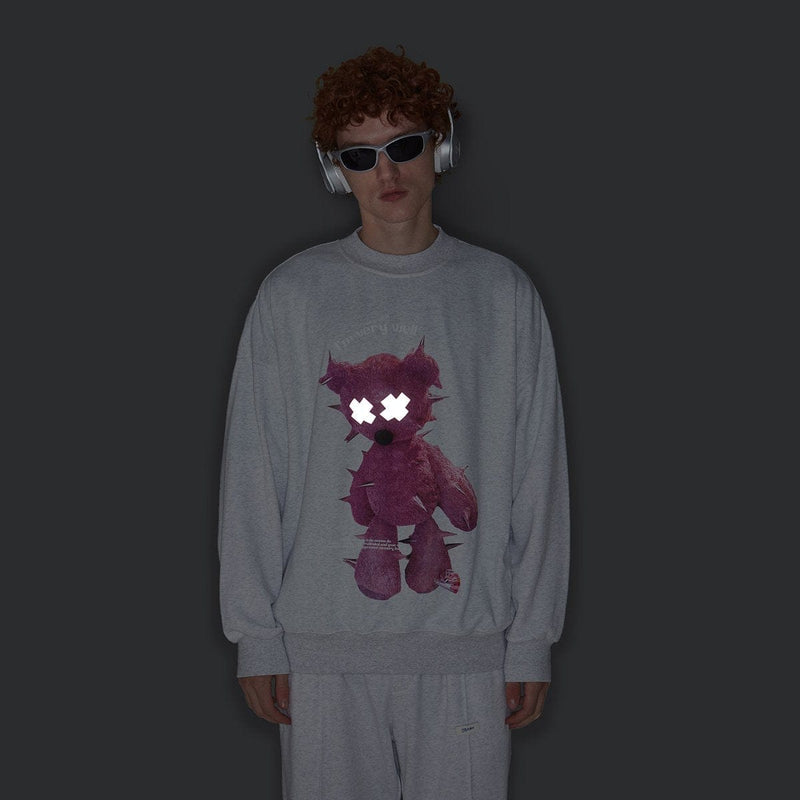 Reflective Teddy Bear Sweatshirt | Streetwear Crewneck