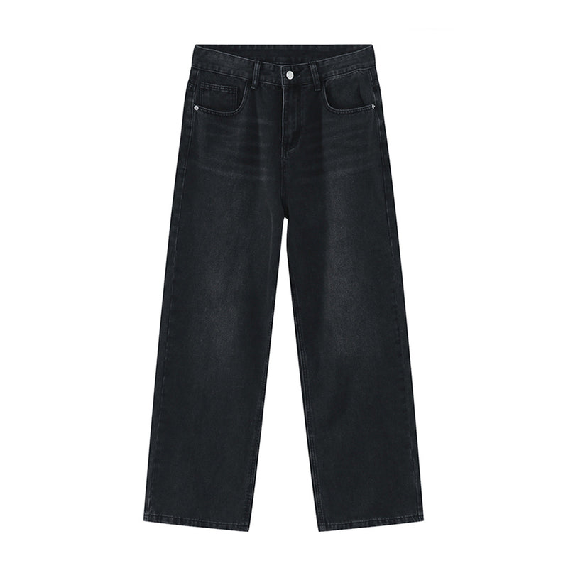 Washed Black Retro Baggy Wide Leg Jeans