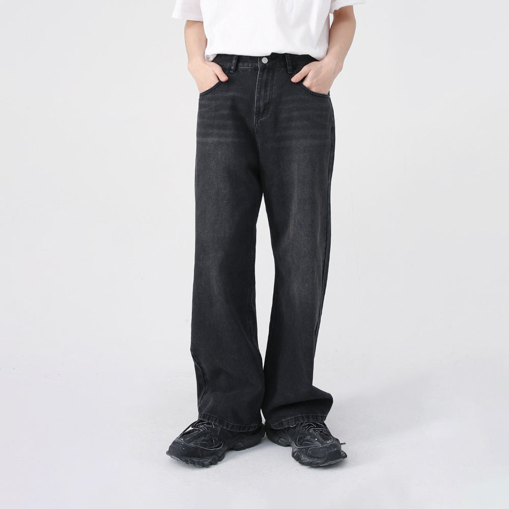 Vintage-inspired Baggy Wide Leg Jeans in Timeless Washed Black - Fashion Nostalgia