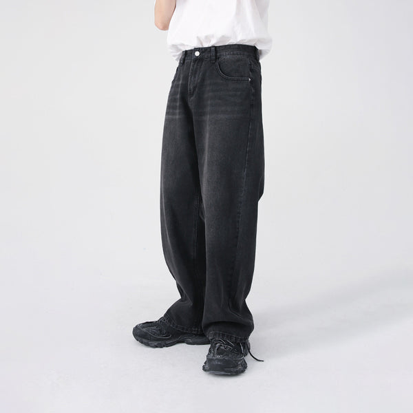 Retro Baggy Wide Leg Jeans in Washed Black