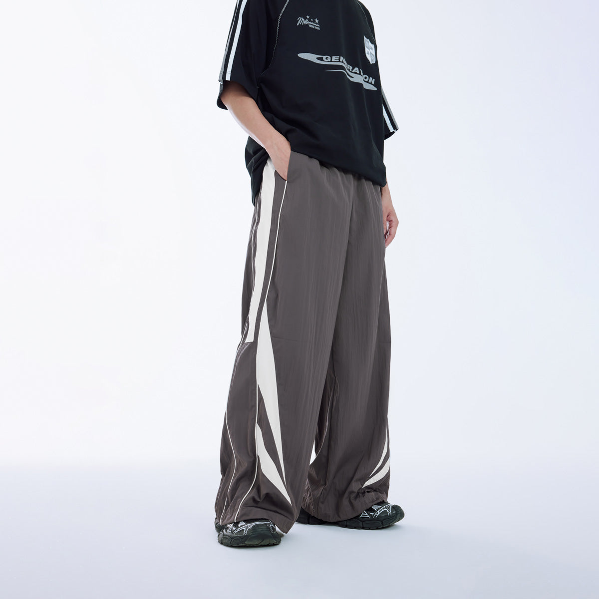 Grey Retro Track Pants - Super Baggy Wide-Leg Style