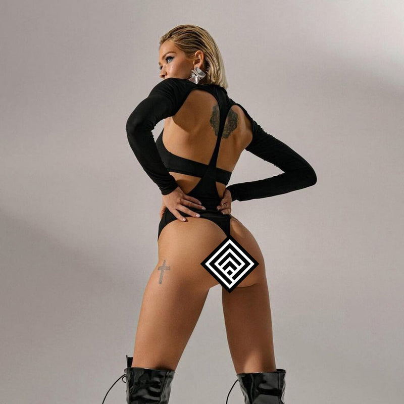 Sexy Black Long Sleeve Bodysuit