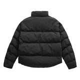 Unisex Short Puffer Jacket in Black - Back View