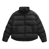 Unisex Short Puffer Jacket in Black - Front View
