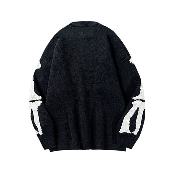 Skeleton Sweater - Unisex Gothic Punk Pullover in Black