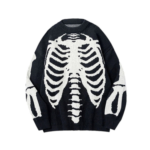 Skeleton Sweater - Unisex Gothic Punk Pullover in Black