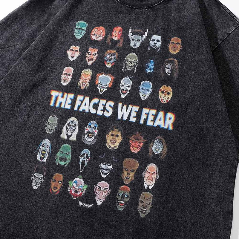 The Faces We Fear T-Shirt | Best Horror Movie Characters Tee
