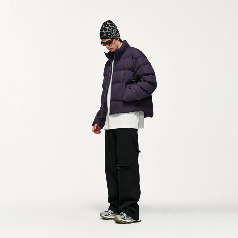 Urban Style Short Puffer Jacket with Down Fill