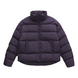 Unisex Short Puffer Jacket in Dark Purple with Premium Down Fill