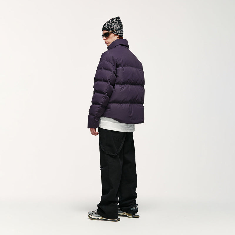 Streetwear-Inspired Unisex Puffer Jacket in Dark Purple