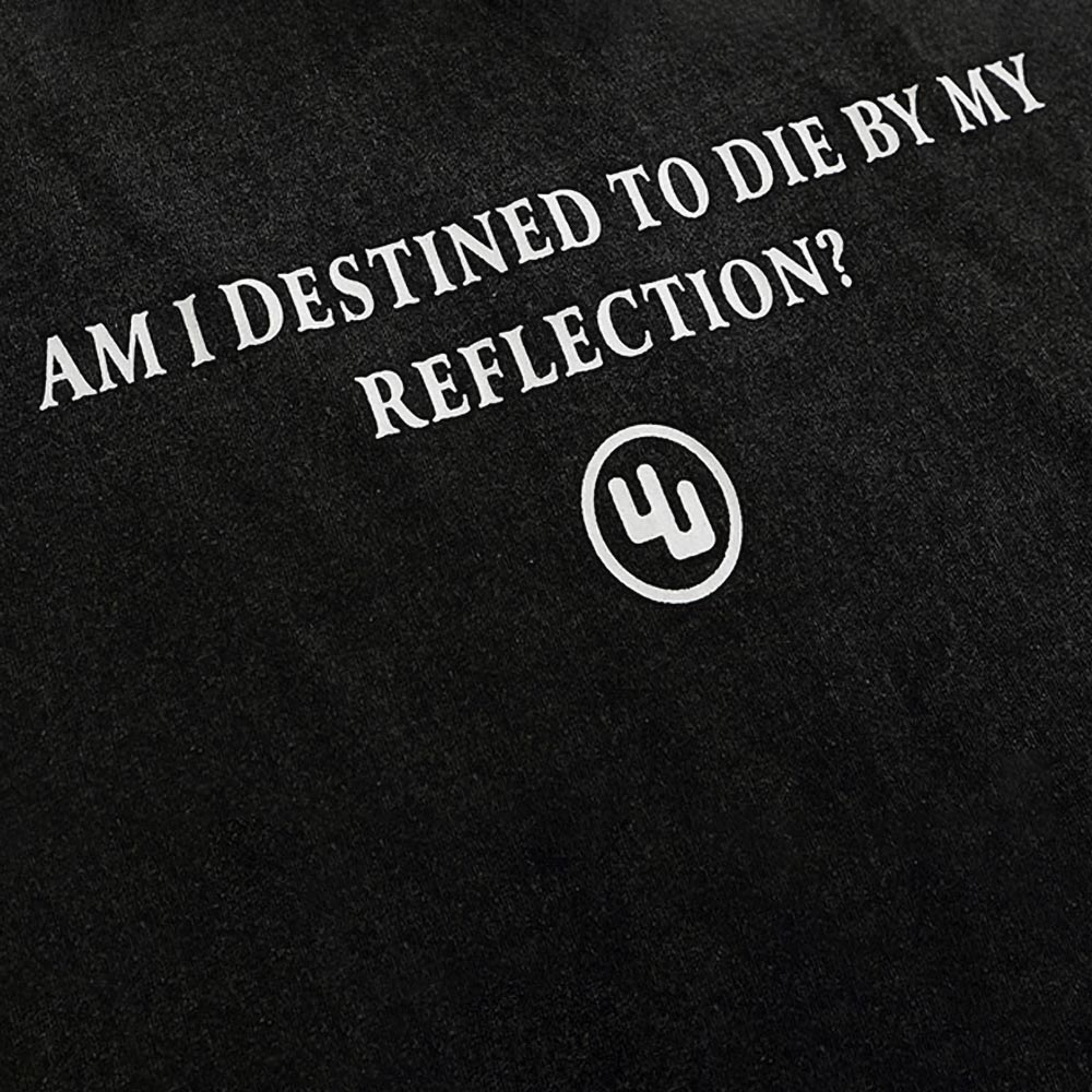 Retro Vibe Hoodie with the phrase "Am I Destined To Die By My Reflection"