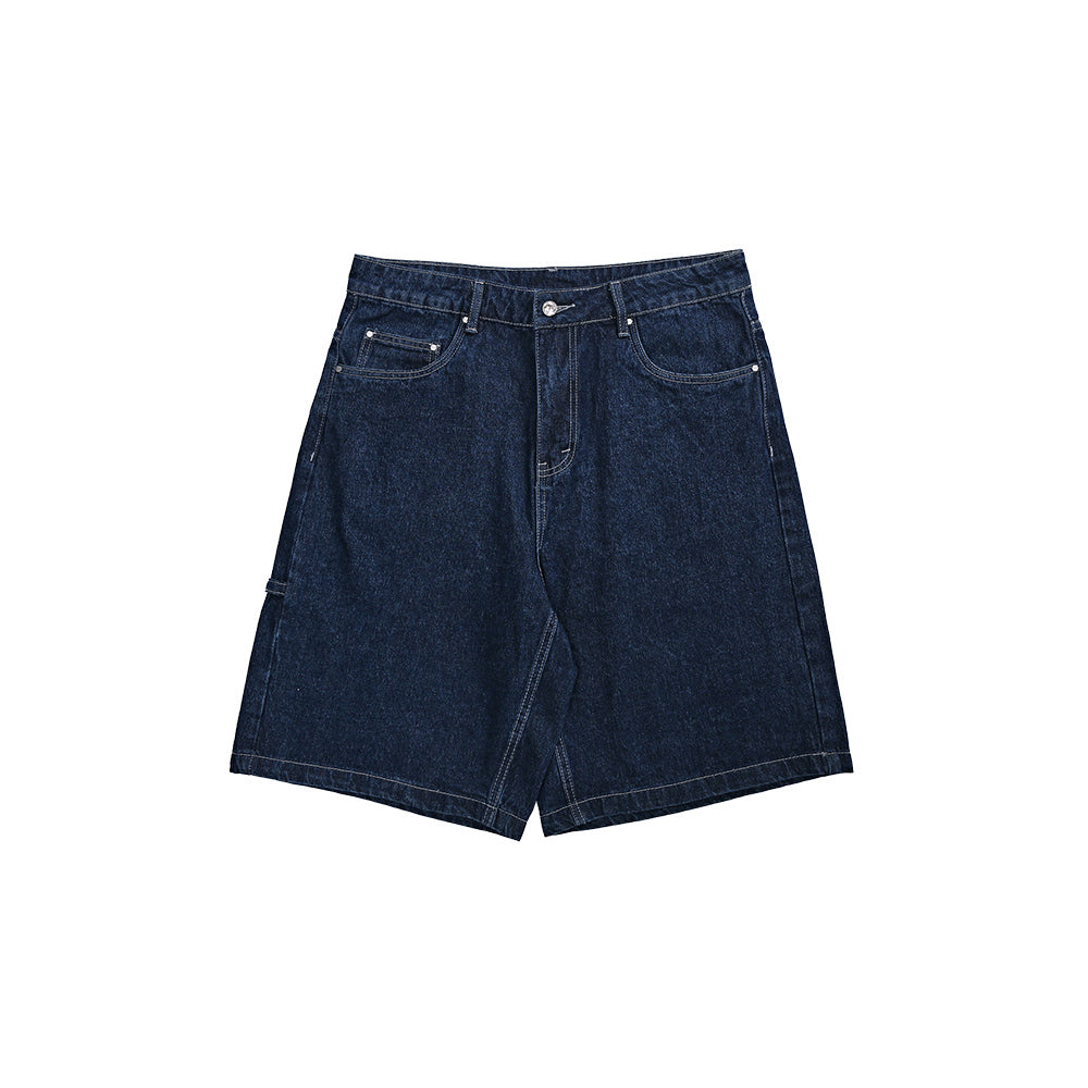 Vintage Baggy Denim Skater Shorts in Dark Blue