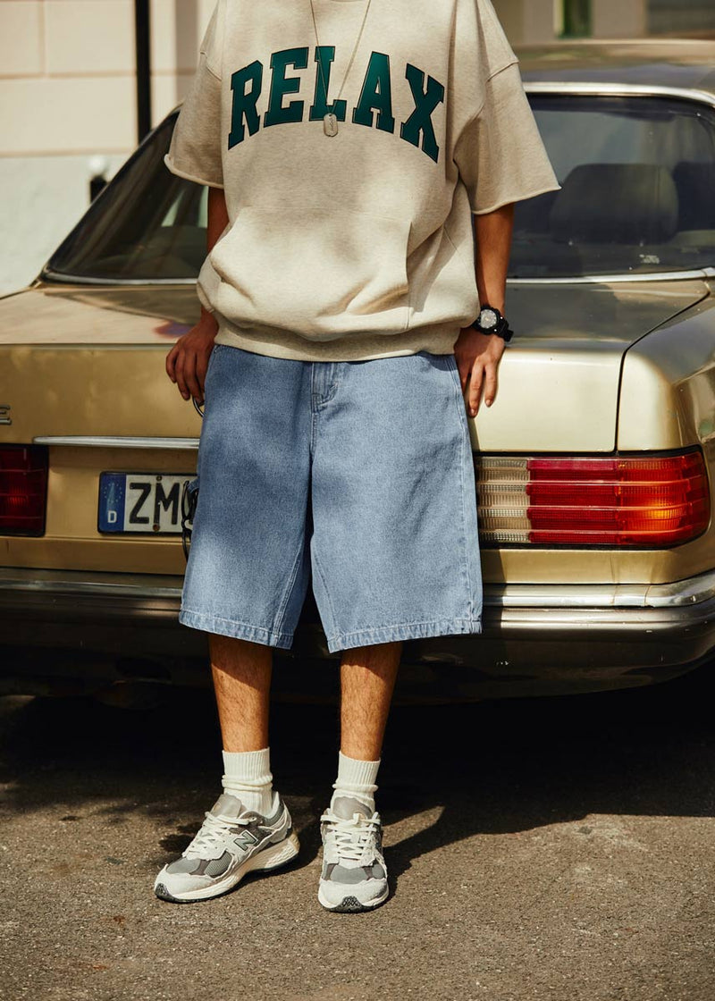 Vintage Baggy Denim Skater Shorts in Light Blue