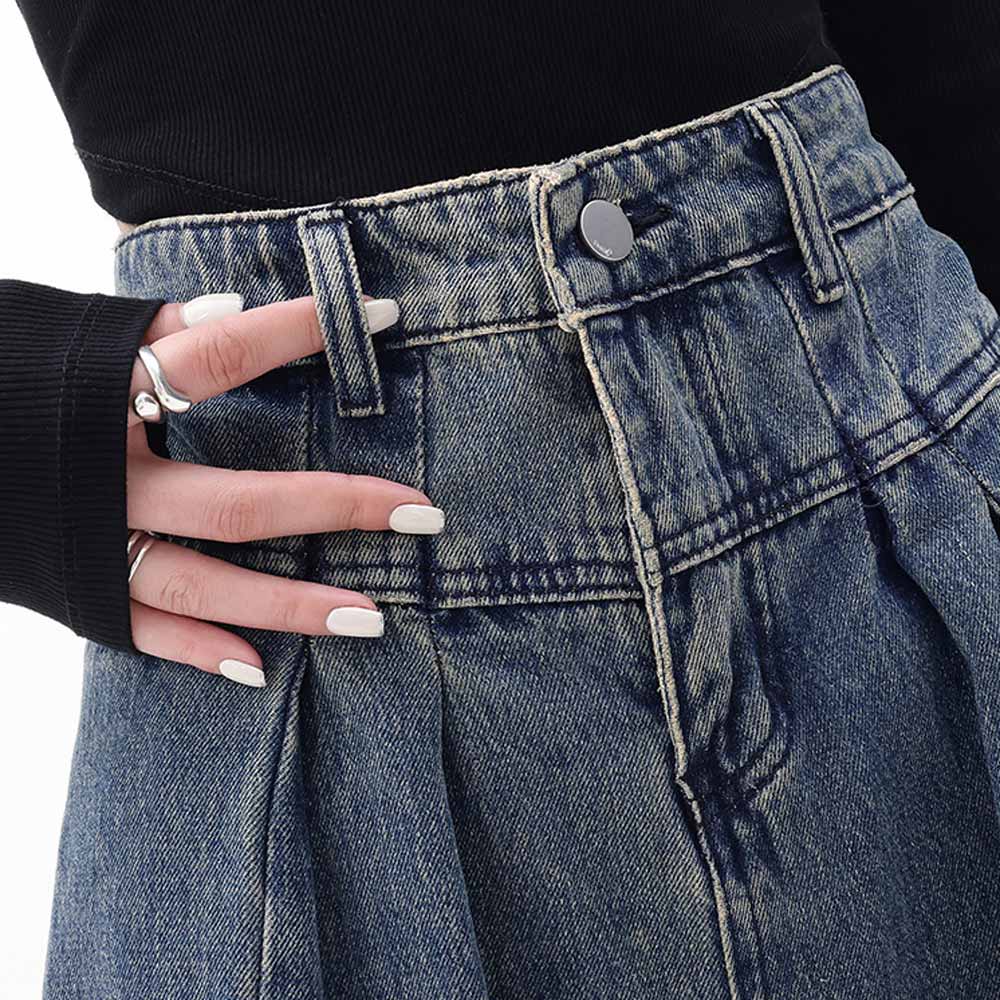 Vintage High Waisted Wide Leg Jeans in Dark Blue