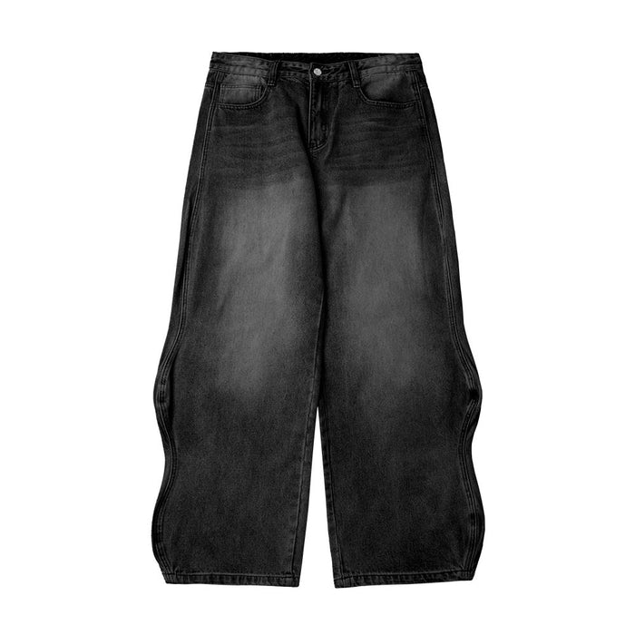 Washed Black Denim Wide Leg Pants