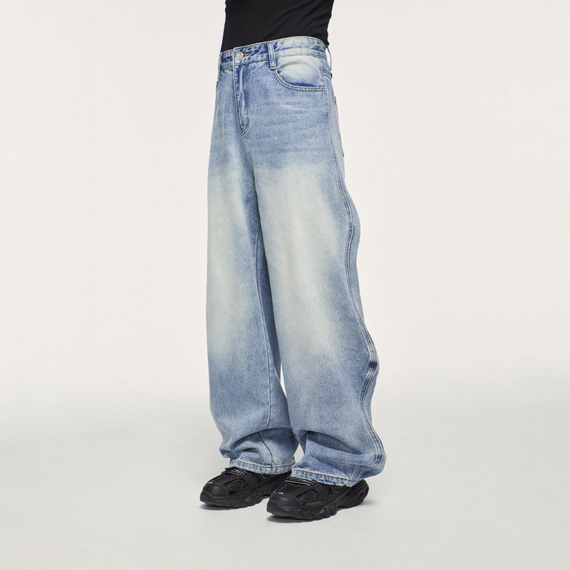 Washed Baggy Wide Leg Jeans in Light Blue - Retro Denim Pants –  ™