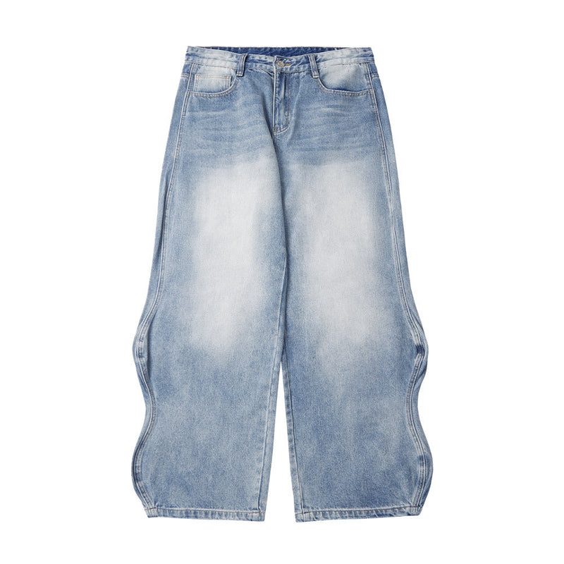 Washed Baggy Wide Leg Jeans in Light Blue - Retro Denim Pants –  ™