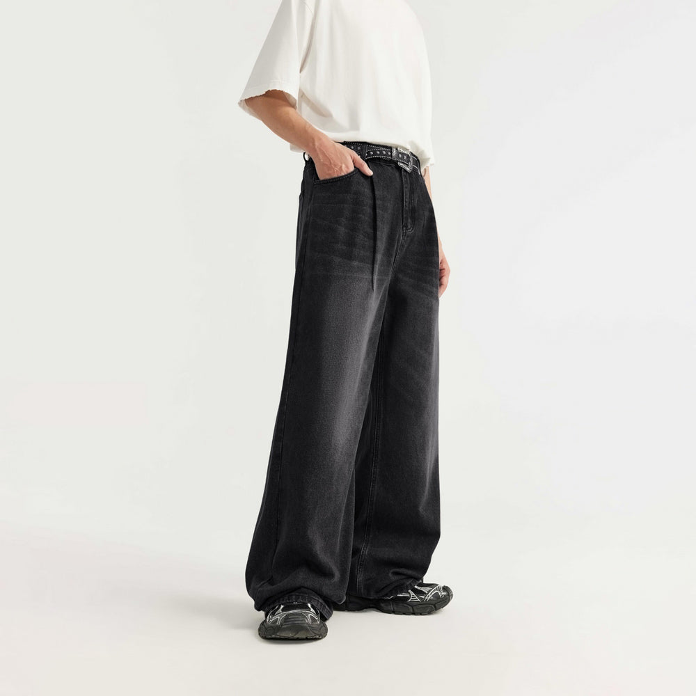 Vintage-Inspired Wide Leg Jeans - Unisex Loose Fit Denim