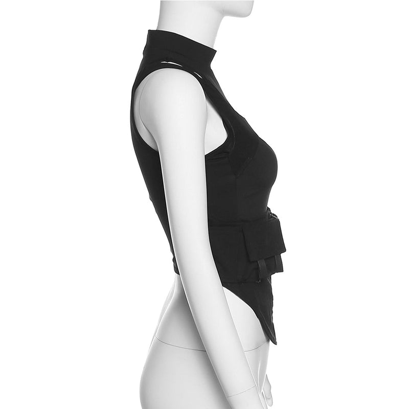 Unique Black Tactical Tank - Elevate Your Wardrobe with Women's Techwear Chic