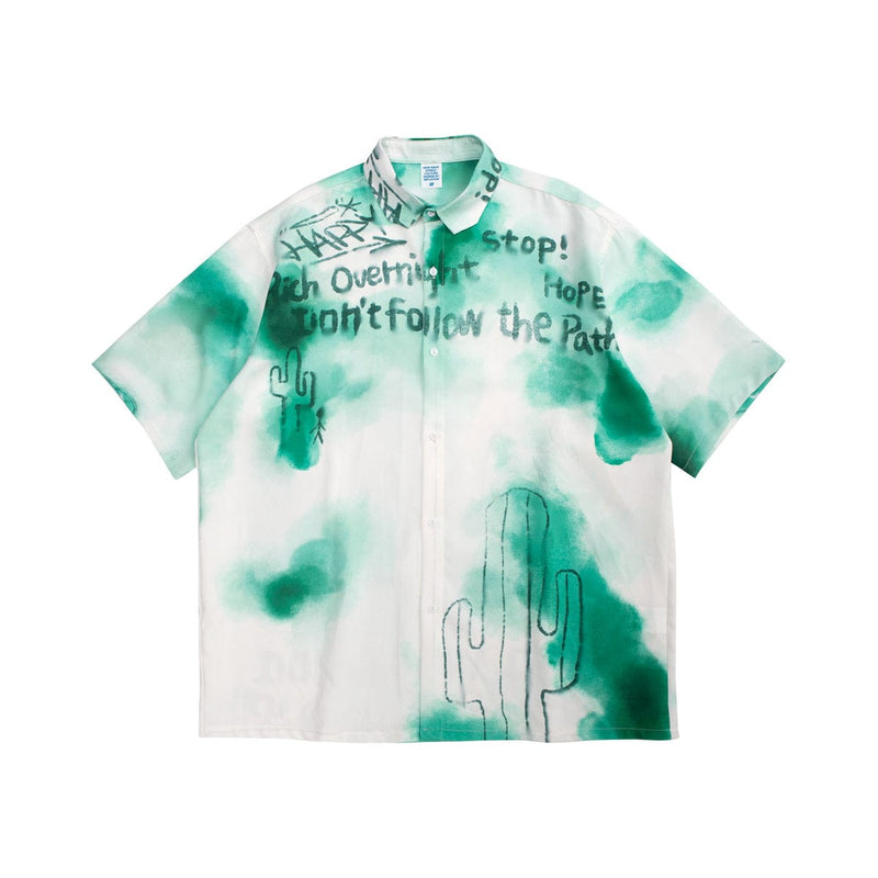 Cactus Short Sleeve Shirt - Hand-Drawn Oversized Shirt