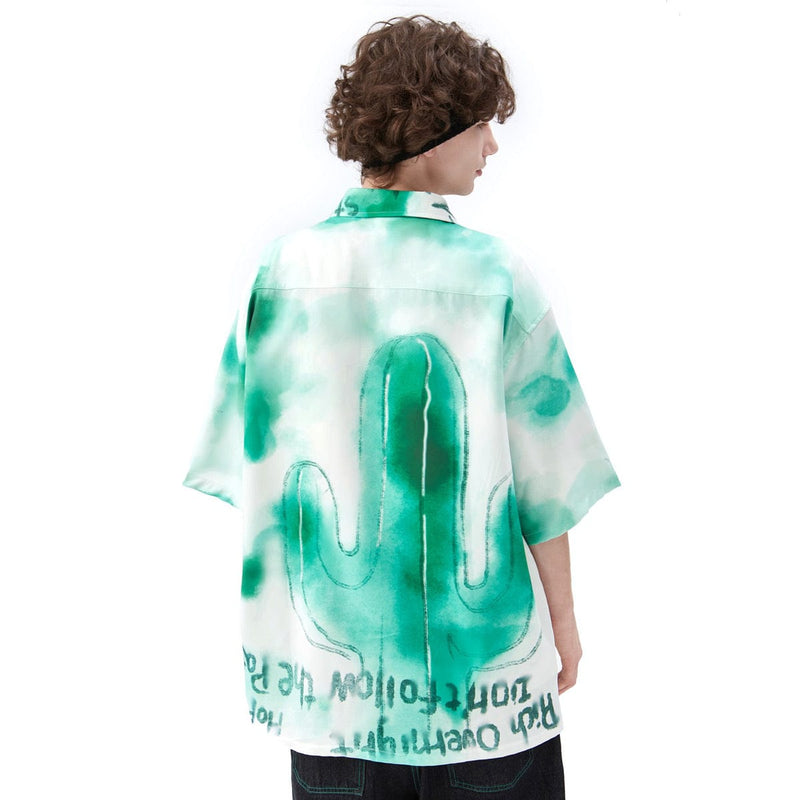 Cactus Short Sleeve Shirt - Hand-Drawn Oversized Shirt