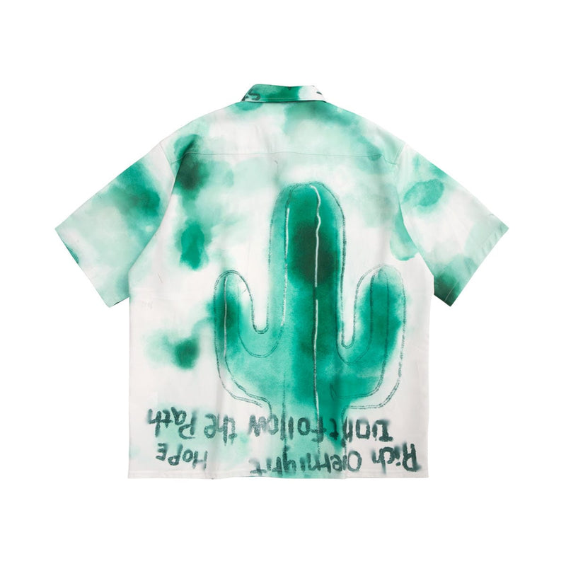 Cactus Short Sleeve Shirt - Hand-Drawn Oversized Shirt