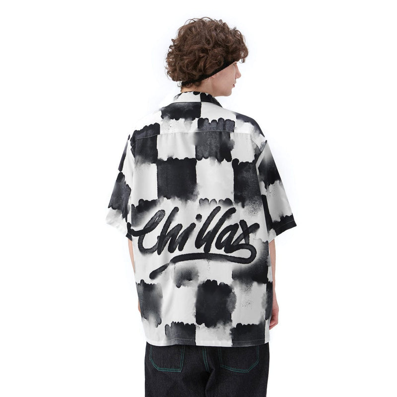 Chillax Checkerboard Shirt - Oversized Short Sleeve Shirt