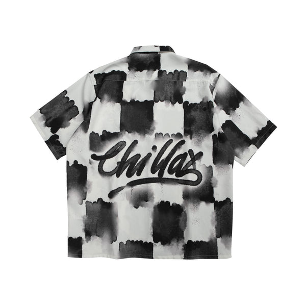 Chillax Checkerboard Shirt - Oversized Short Sleeve Shirt