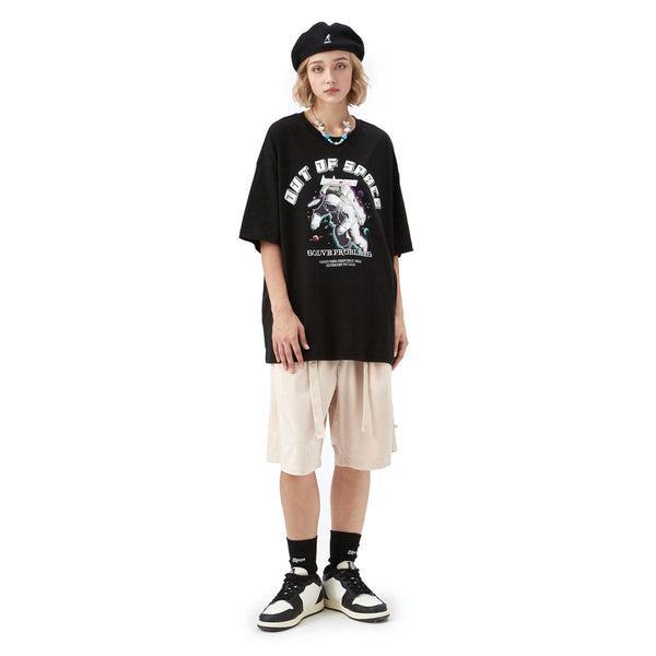 Reflective Astronaut T-Shirt - Out Of Space Spaceman Tee in Black
