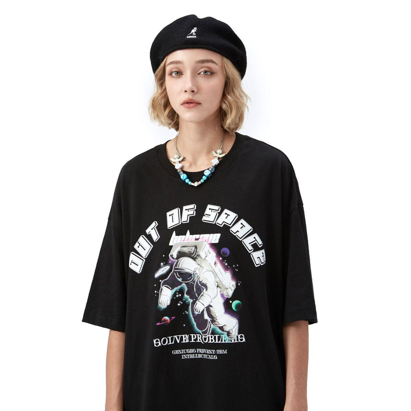 Reflective Astronaut T-Shirt - Out Of Space Spaceman Tee in Black