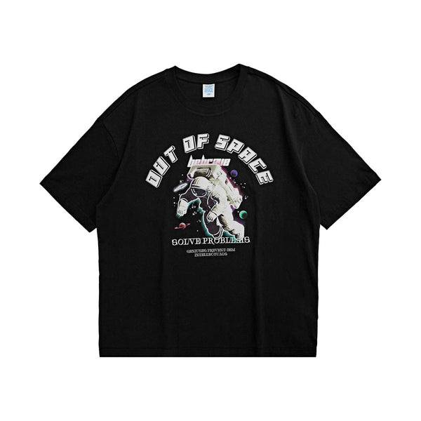 Reflective Astronaut T-Shirt - Out Of Space Spaceman Tee in Black