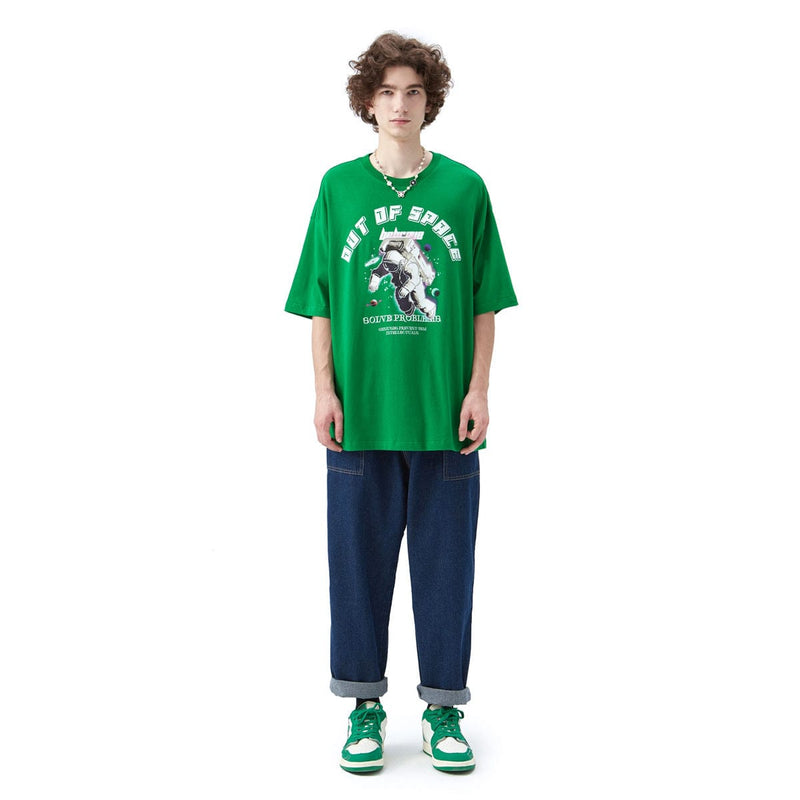 Reflective Astronaut T-Shirt - Out Of Space Spaceman Tee in Green