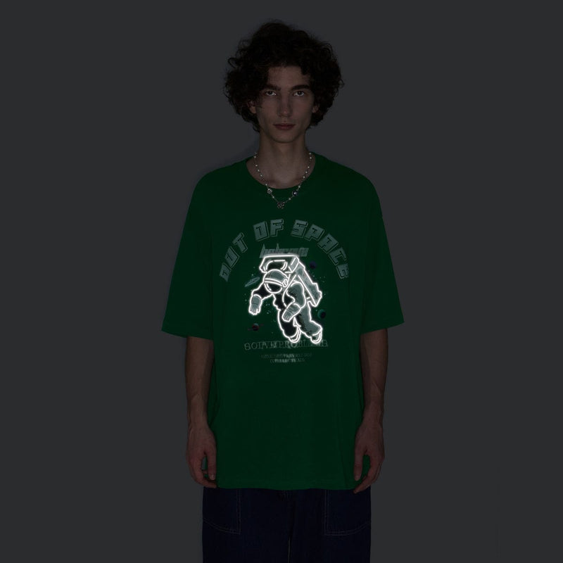 Reflective Astronaut T-Shirt - Out Of Space Spaceman Tee in Green