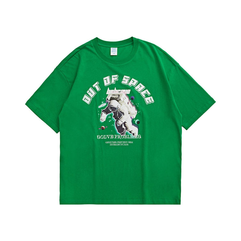 Reflective Astronaut T-Shirt - Out Of Space Spaceman Tee in Green