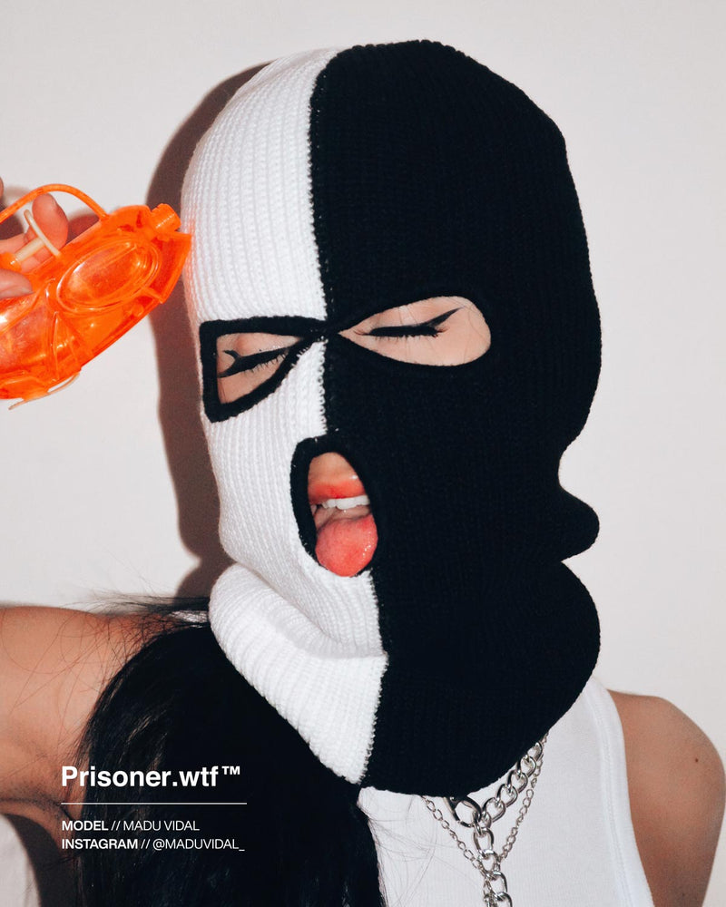Latter Fundament discolor Black and White Balaclava - Three Hole Ski Mask – Prisoner.wtf™