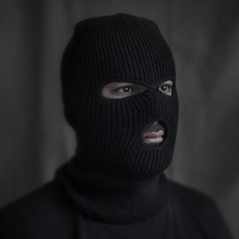 Black Balaclava - Full Face Cover Three Hole Ski Mask