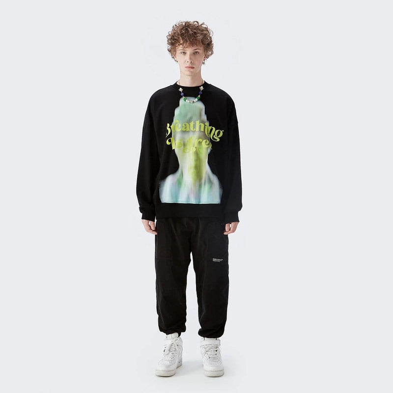 Breathing is Free Sweatshirt - Message Oversized Crewneck