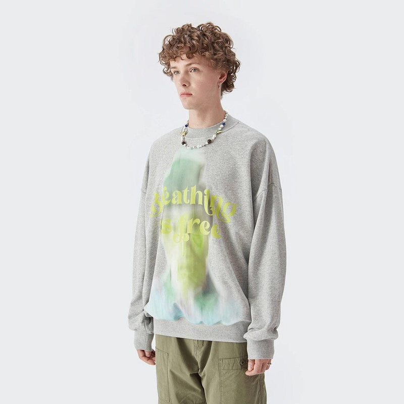 Breathing is Free Sweatshirt - Message Oversized Crewneck