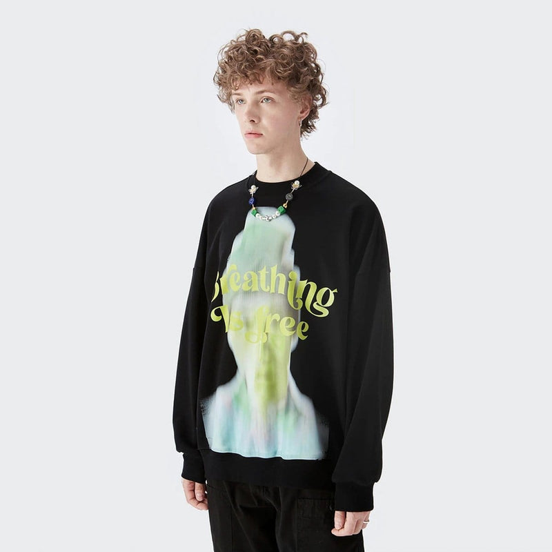 Breathing is Free Sweatshirt - Message Oversized Crewneck