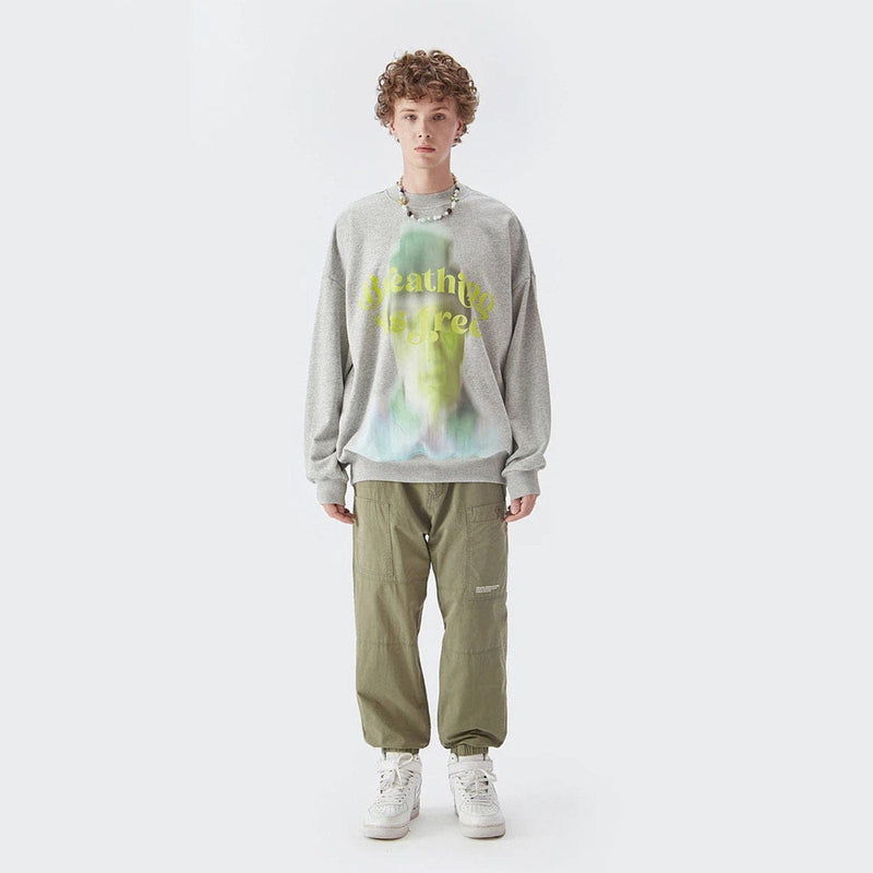 Breathing is Free Sweatshirt - Message Oversized Crewneck