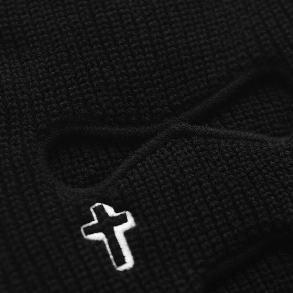 Cross Balaclava - Three Hole Black Ski Mask Beanie